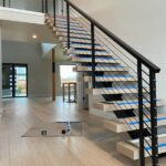 cable rails w black frame and stair case 1